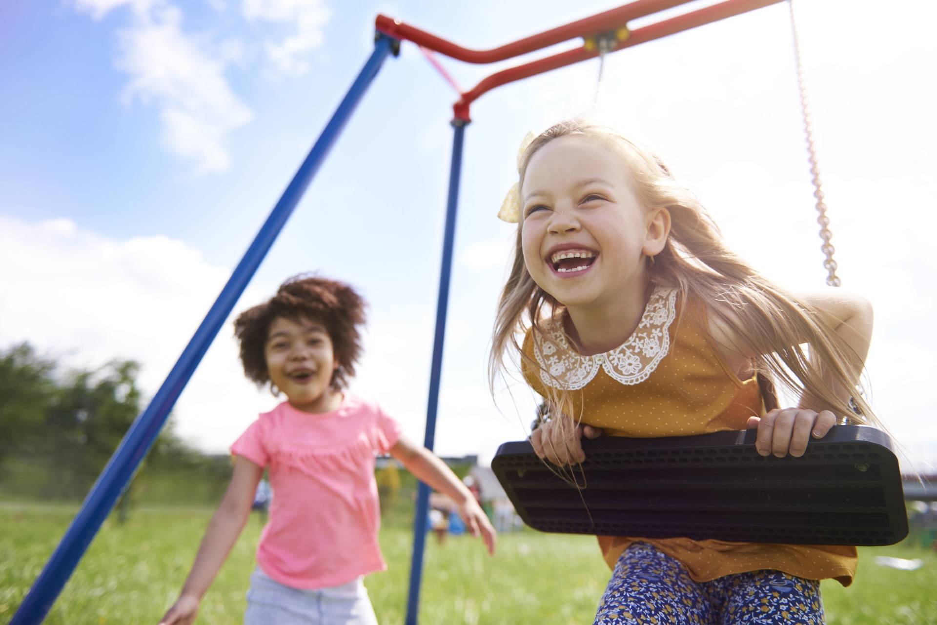 Kids playing together on a playground