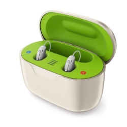 Carregador de aparelhos auditivos que carrega aparelhos auditivos à prova d'água rapidamente
