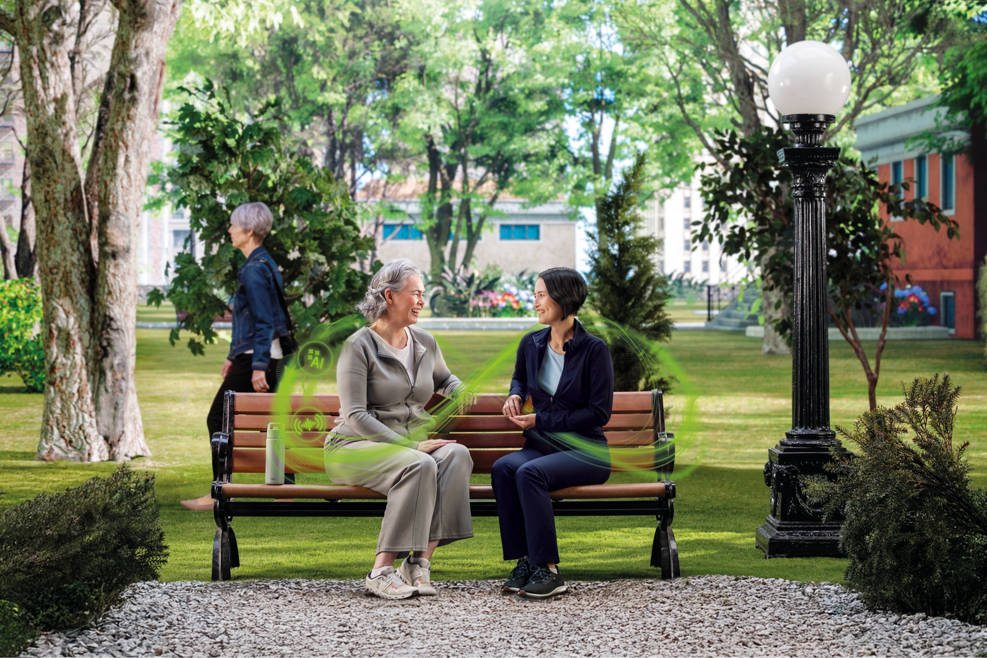 Two women sitting in park
