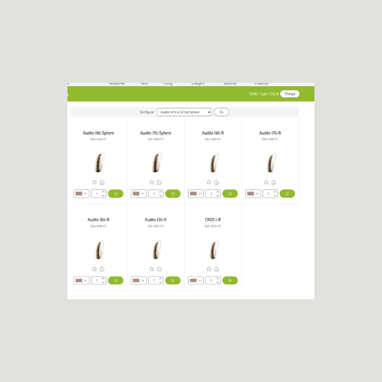 Capture d'écran de la commande en ligne