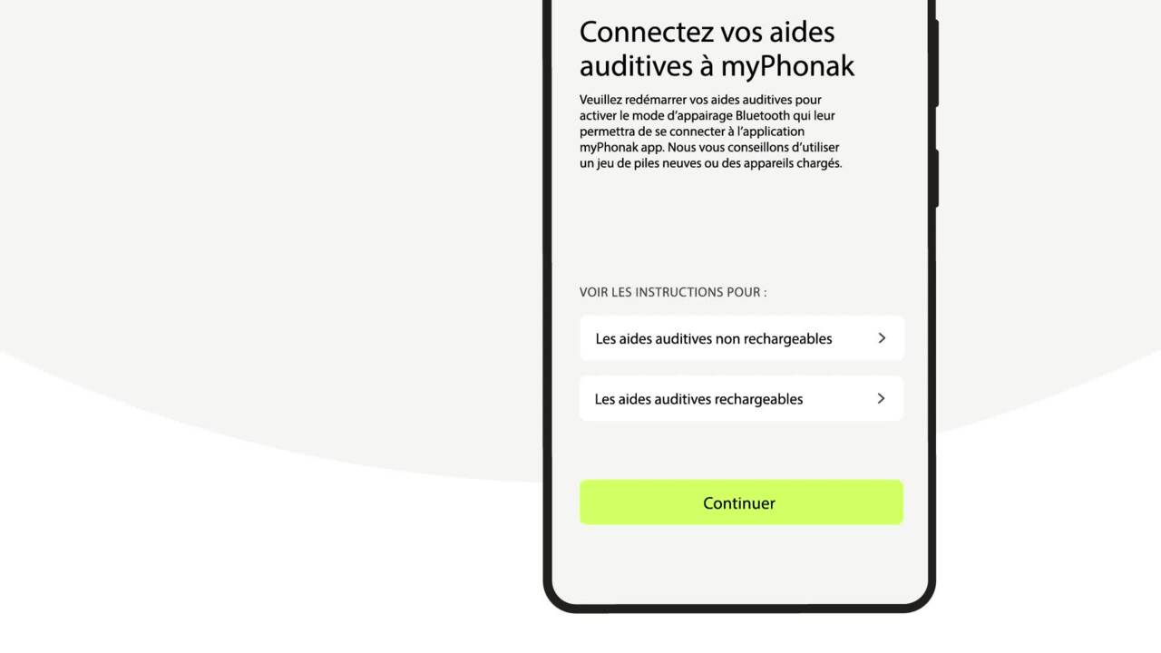 Comment connecter l’application myPhonak app sur iPhone à des aides auditives non rechargeables