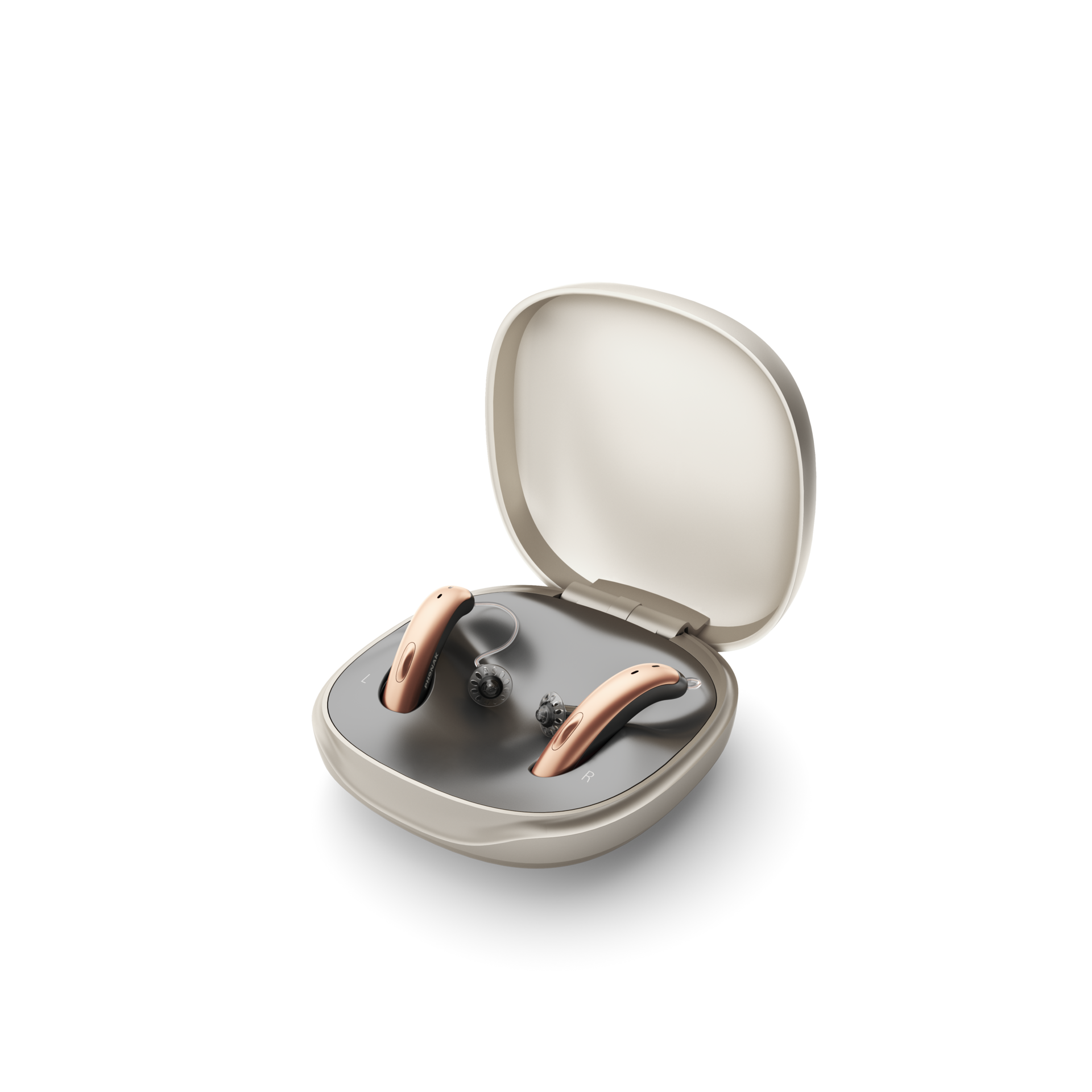 Small hearing aid in charging case