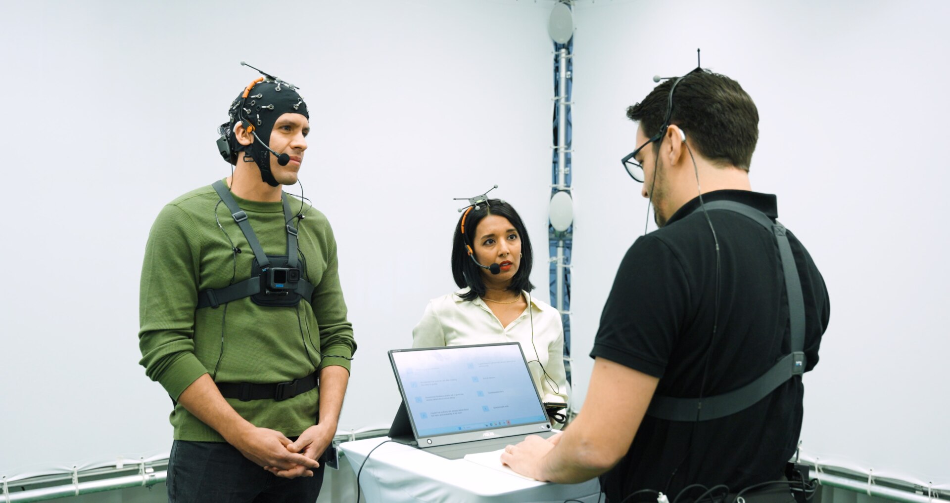 Ruksana Giurda working in sound lab