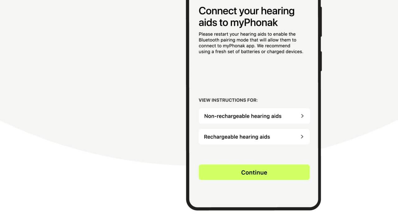 Pair and connect the myPhonak app on Android with non-rechargeable hearing aids