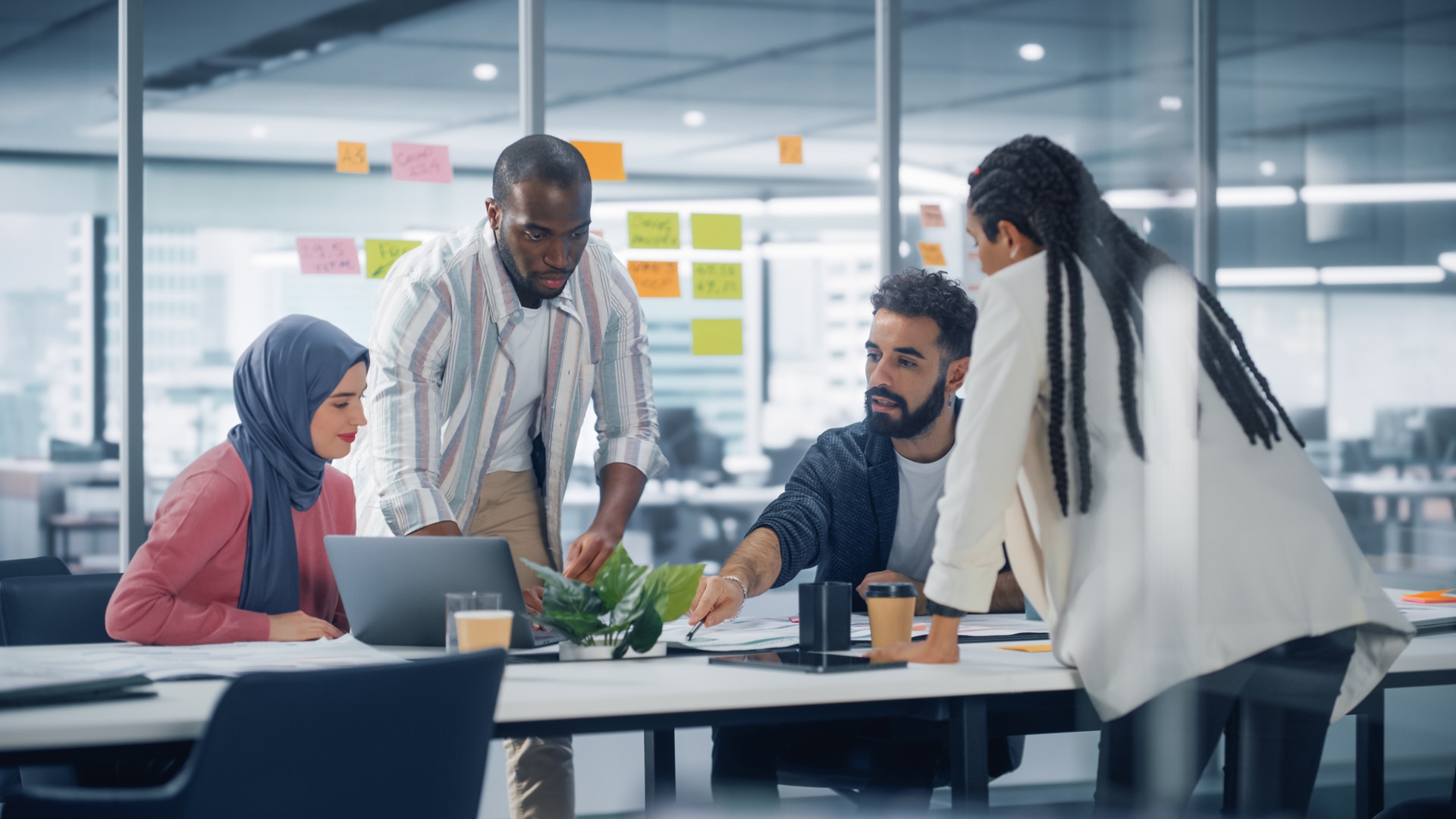 Business team working in a modern office