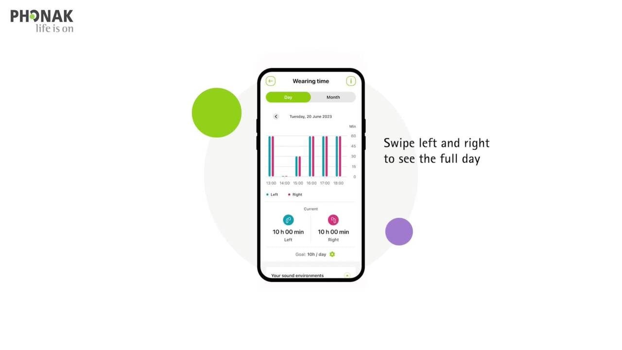 myPhonak Junior: How to use wearing time and sound environments