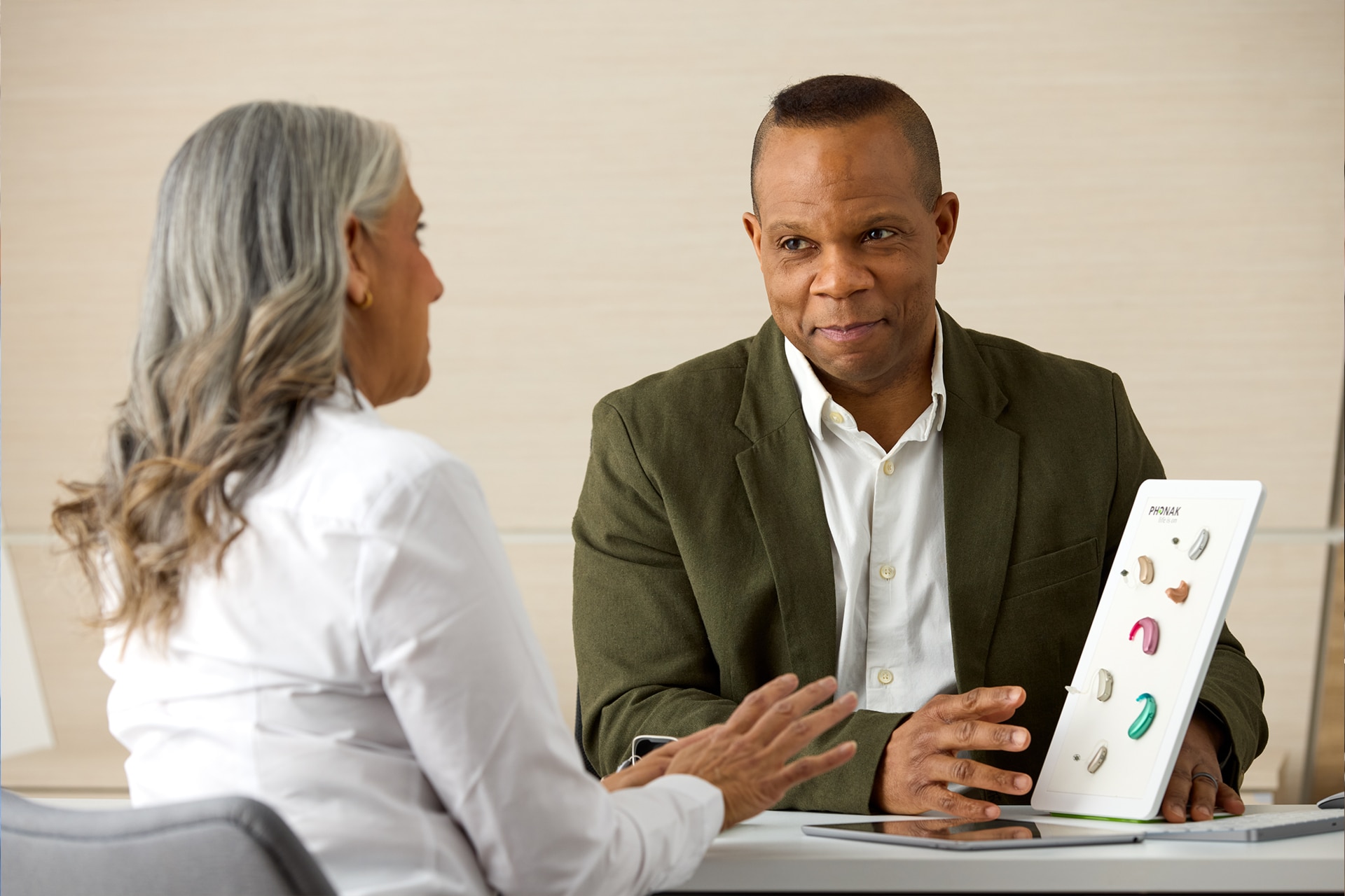 Hearing aid consultation at clinic