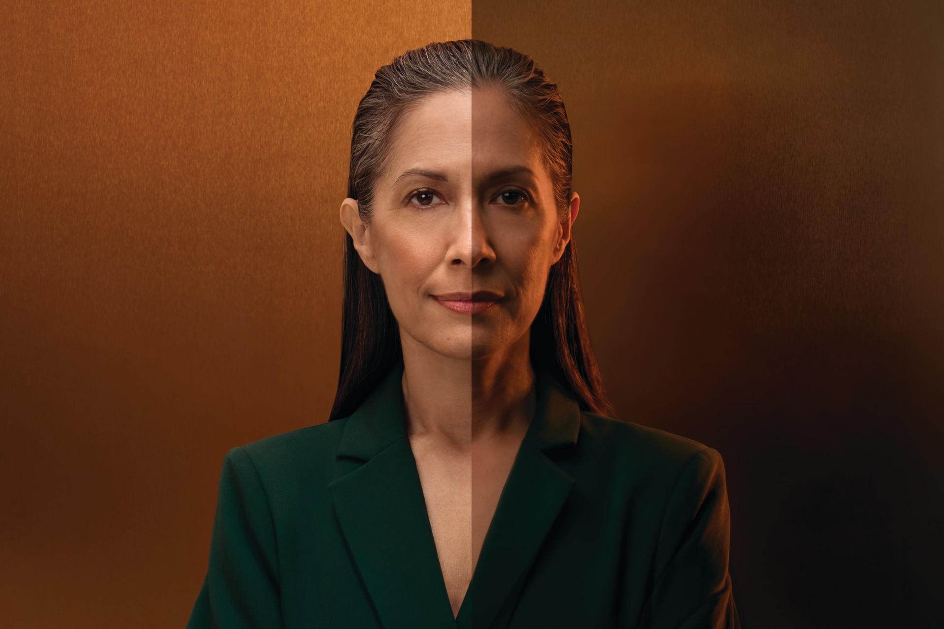 Women looking forward in a portrait-style image, illustrating focused listening