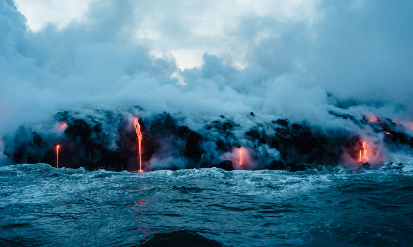 Lava flowing into the ocean Lava flowing into the ocean