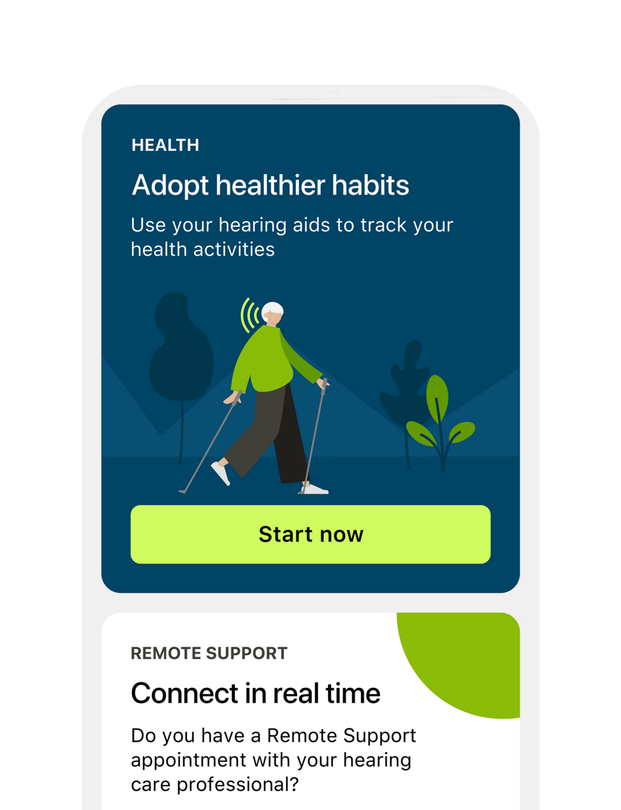 myPhonak hearing aid interface - remote support functions. myPhonak hearing aid interface - remote support functions.