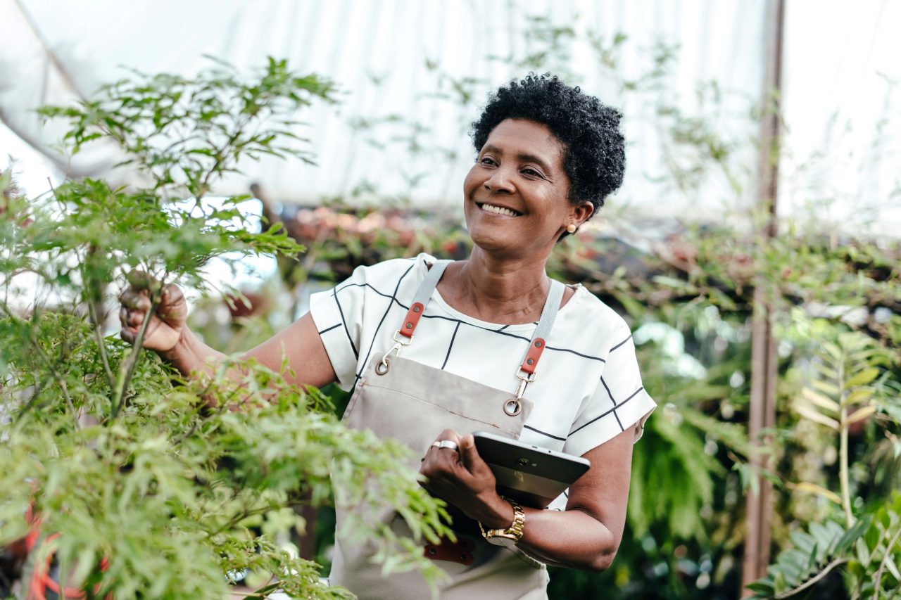 Florist tending plants