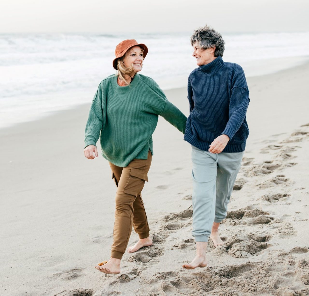 Couple walking the beach