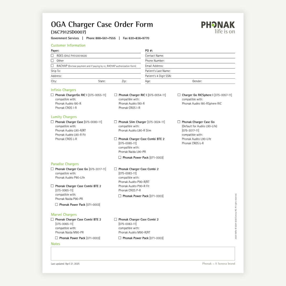 Charger Case Order Form