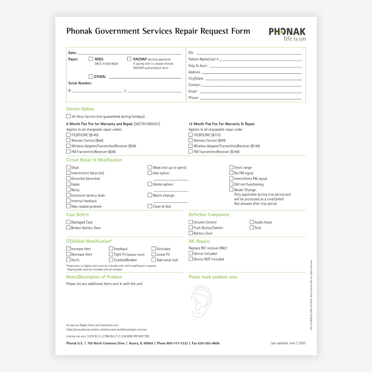 GS Repair Request Form