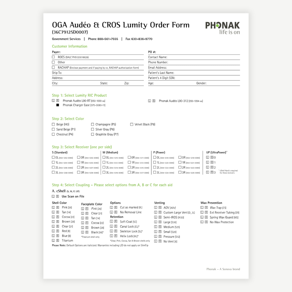 Audéo & CROS Lumity Order Form