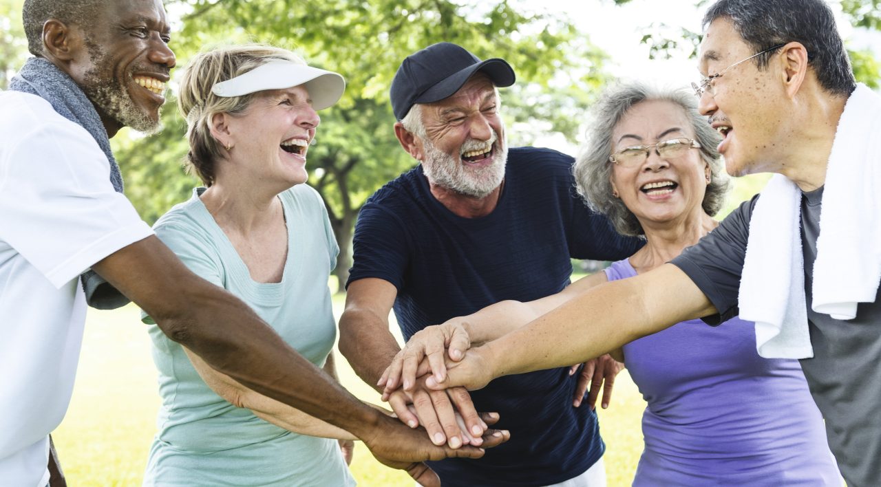 Friends exercising together