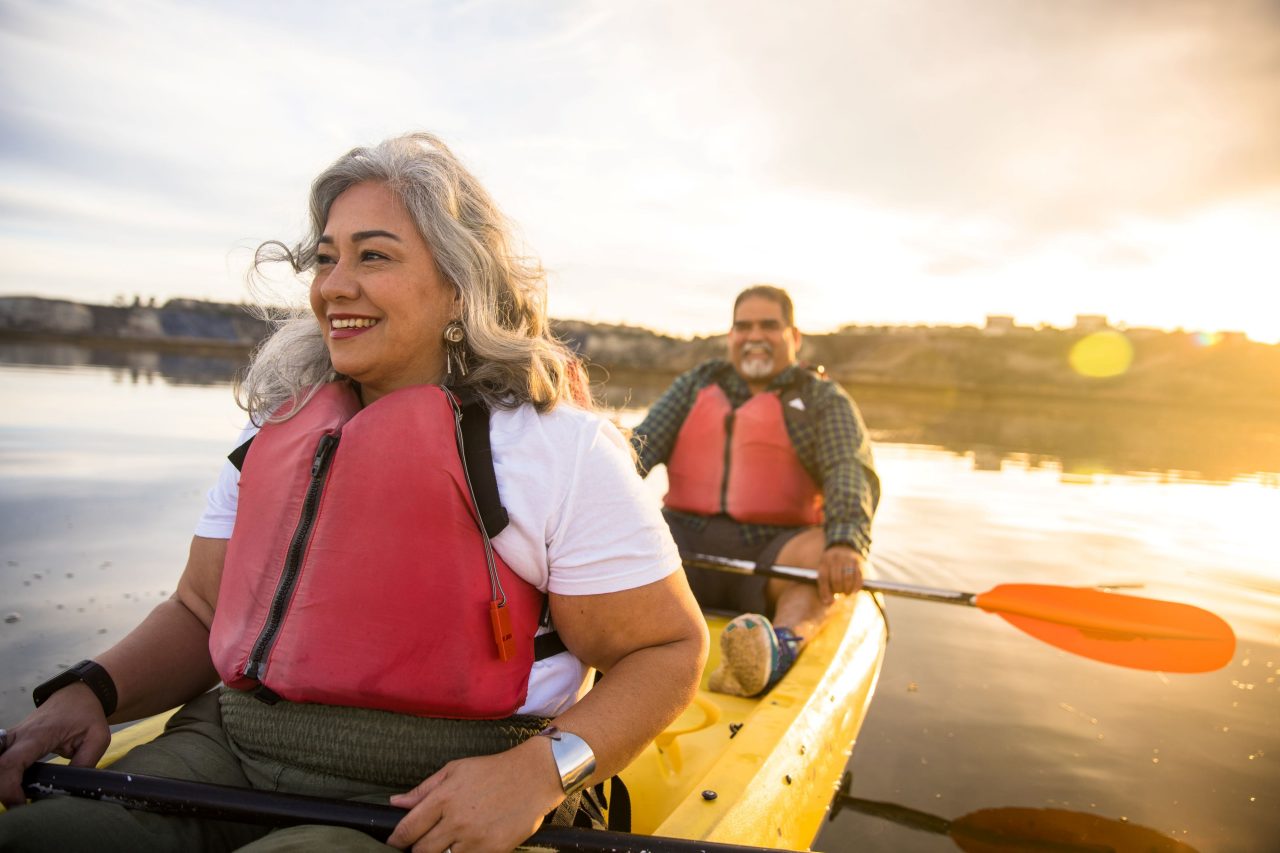 A couple kayaking together